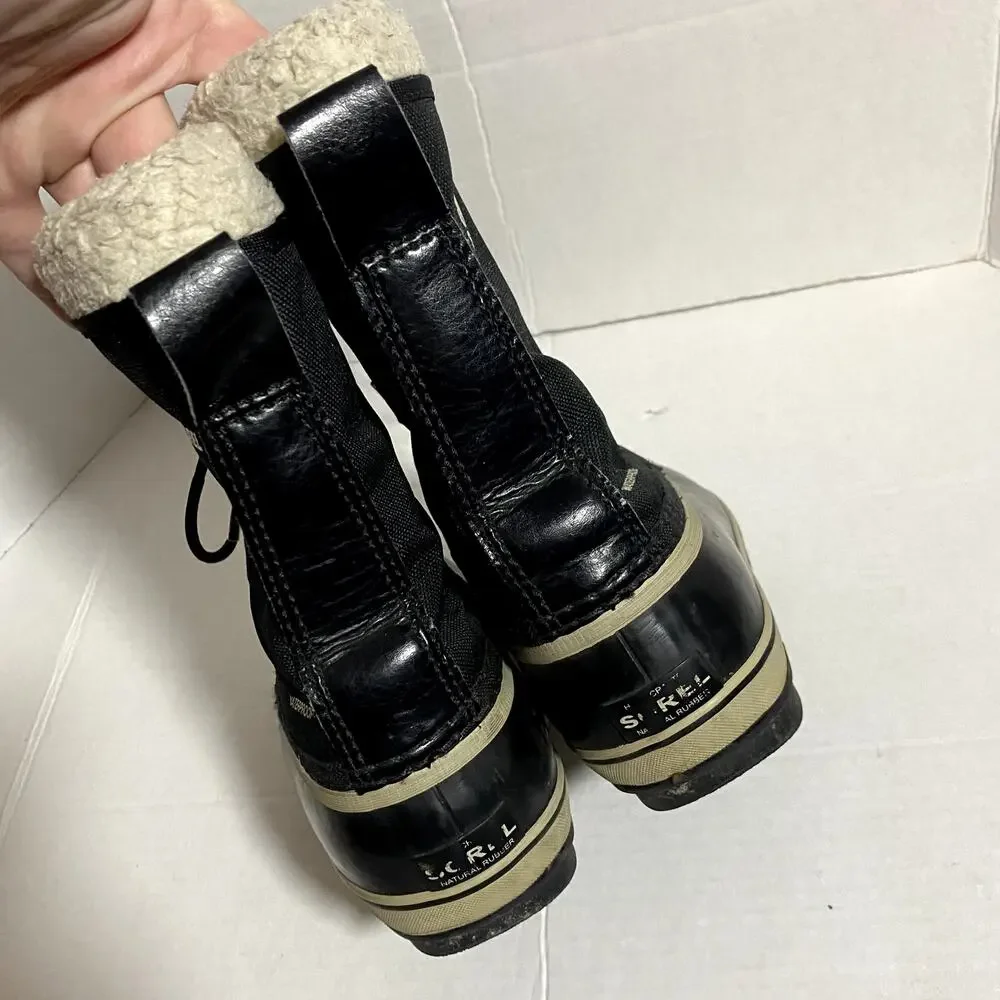 Sorel Yoot Pac Kids Winter Boots Black White Duck Boot Snow Boot Sz 3 Big Kid